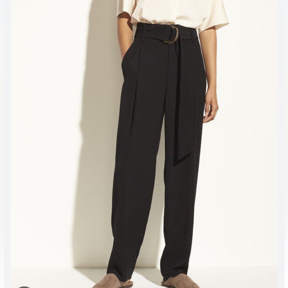 NWT Vince black crepe pant with belt